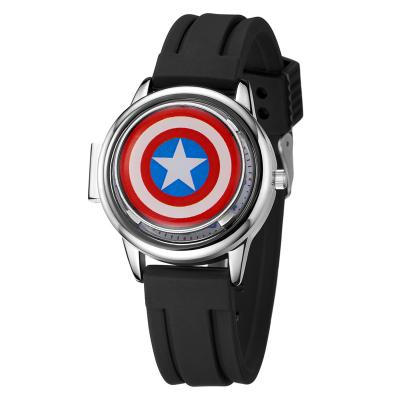 China Captain America Shield Flip Spider-Man Quartz Movement Boys Disney Day/Date Watch for sale