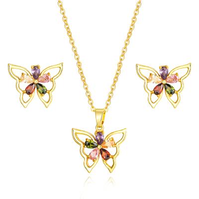 China Hot Sale TRENDY Sunbelle Rhinestone Jewelry Necklace Earrings 24k Gold Plated Pendants Making Set for sale