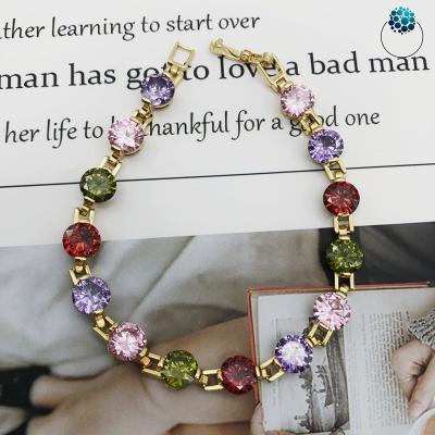 China Free Sample Fashion Design New CLASSIC Gold Plated Dubai 18k 24k Mix Color Zircon Rhinestone Jewelry Bracelet For Women Girls for sale