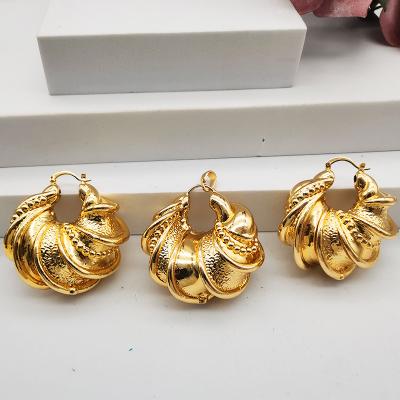 China CLASSIC Custom Logo Vintage Women 18k 24k Gold Plated Hypoallergenic Minimalist Twisted Hoop Earrings Women Hoop Earrings Jewelry Set for sale