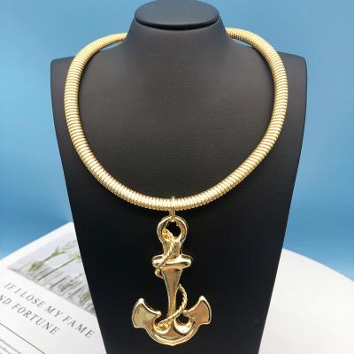 China CLASSIC New High Polished Statement Choker Necklaces Fashion Thick Gold Plated Metal Necklaces Charm Jewelry Accessories for sale