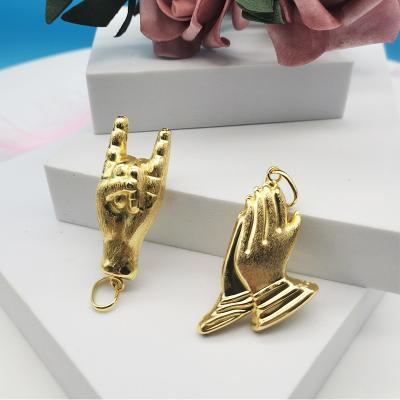 China CLASSIC New Simple Pendants Shape Pacific Hand Jewelry 18k 24k Gold Plated Special Design Of Stainless Steel Pendants for sale