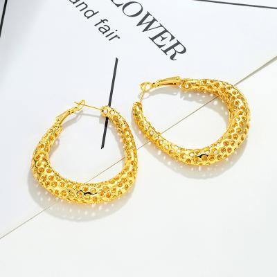 China Free Sample TRENDY Trendy Popular 18k 24k Gold Plated Brass Made Stud Hoops Earrings for sale