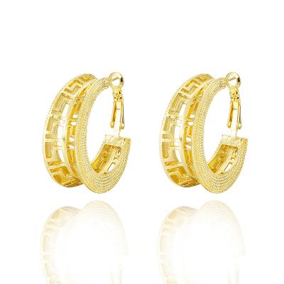 China Best Selling Punk Metal TRENDY Chunky Hoop Earrings Ins Gorgeous Fashion Jewelry Gold Color Brass for sale