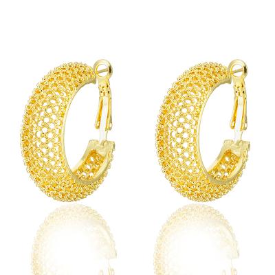 China Wholesale Price TRENDY Fashion 24k High Quality Custom Gold Plated Jewelry 2021 Circle Copper Earrings for sale