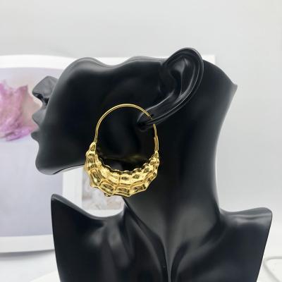 China New Trendy Gold Plated Screw Twisted Earring Chunky Hoop Earrings For Women Smooth 24k Fashion Vintage Style for sale