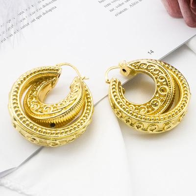 China 2021 Hot TRENDY Europe Salee Sun Flower Turtle Gold Plated Irregular Cards Logo Jewelry Women Accessories Custom ShapeHoop Earrings for sale