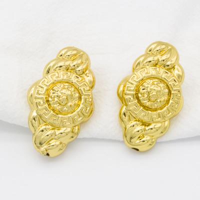 China Factory Price Copper Jewelry TRENDY Lion Head Pattern Earrings Famous Designer Brands Unique Earrings For Fashion Men Women for sale