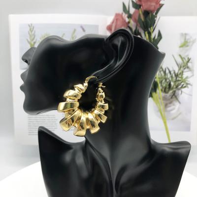 China Special Sale Fashionable Dubai 18K 24K Gold Plating Earrings Women Daily Life Bamboo Wearing Accessories Beautiful for sale