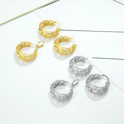 China Women's Fashion 24K TRENDY Color Gold Plating 925 Color Luxury Earrings Necklace Jewelry Display Silver Sets For Birthday Gift for sale