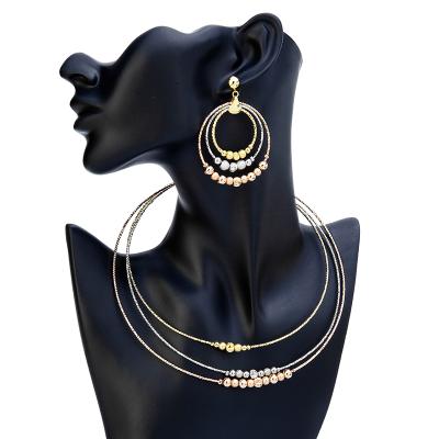 China 2021 African Fashion Jewelry Supplier CLASSIC 24K Gold Plated Fashion Jewelry Necklace Earring Sets for sale