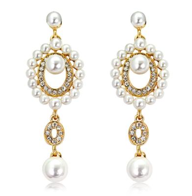 China Austrian NEW Forever Faith Women's Crystal Simulated Pearl Bridal Dangle Earrings Hiphop GENYA for sale