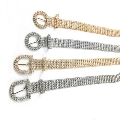 China Wholesale Custom Fashion Metal Waist Chain Bling Bling Luxury Rhinestone 105*2.2cm Belt for sale