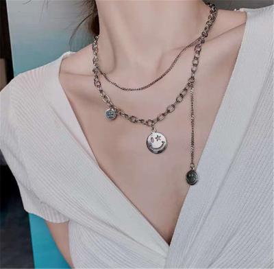 China Hiphop Smiley Necklace Jewelry For Woman with fancy long chain for sale