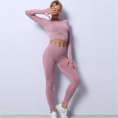 China 2021Yoga Suit 2021Yoga Energy Leggings Set Women Gym Seamless Fitness Clothing High Waist Yoga Leggings Set Running Sportswear for sale