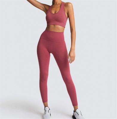 China Breathable Hot Selling Seamless 2021Knit Butt Lift Yoga Set Yoga Leggings And Bra Set for sale