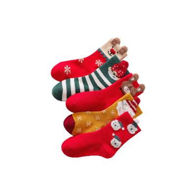 China Wholesale QUICK DRY Cartoon Character Christmas Cotton Socks Organic Warm Scrambled Kids Custom Made for sale