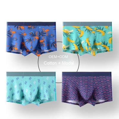 China Antibacterial Cotton Custom Short Cartoon Modal Boxer Underwear Men Modal Underwear Men for sale