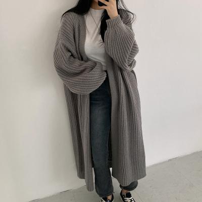 China Long Breathable Casual Knitted Cardigan Women Tops Solid Loose Jumper Korean Fashion Clothes Oversized Mujer Vintage Sweater Coat for sale