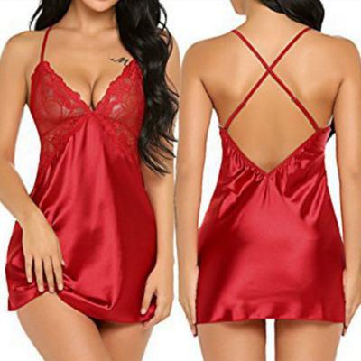 China 2021 Women's Attractive Sexy Sleepwear Flange Lace Lingerie Nightgowns Sexy Babydoll QUICK DRY Long Robe Charming S-2XL Nightgown Sleep Wear for sale