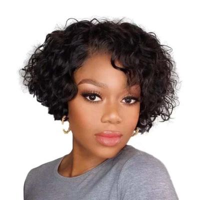 China Raw Indian Virgin Pixie Short Curly Bob 99J Burgundy Brazilian 133 Body Wave Cuticle Aligned Lace Front Pixie Cut Human Hair Wig for sale