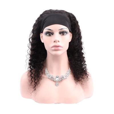 China Cheapest Online Headband Wigs Glueless 100% Virgin Deep Curly Raw Brazilian Peruvian Natural Hair Body Wave Wig For Black Women for sale