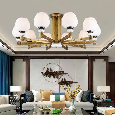 China Contemporary Luxury Brass Indoor Chandelier Pendant Lamp Vintage Finish Hotel Decor Villa Hotel Decor Brass Ceiling Chandelier Lighting For Wholesase for sale