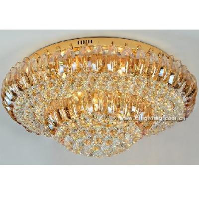 China Chinese Hotel Bedroom Ceiling Lamp Light Fixtures Round Modern Gold Crystal Ceiling Lamp Stream Lamp Cheaper Price for sale