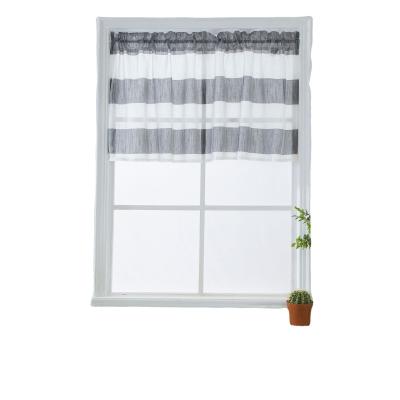 China Minimalist White Striped Kitchen Curtains With Pleats And Layers Fabric Te koop