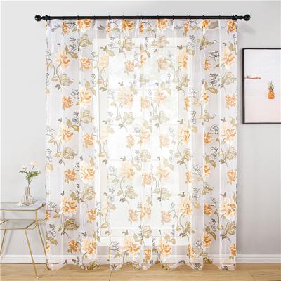 Κίνα Floral Butterfly Print Sheer Curtains Living Room Bedroom Tulle Translucent Window Screen προς πώληση