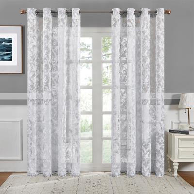 Κίνα Solid Color Snowflake Sheer Curtains Living Room Bedroom Floating Window Floral Gentle προς πώληση