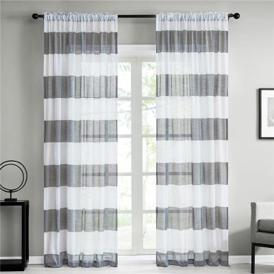 Κίνα Modern Simple Sheer Curtains Living Room Bedroom Horizontal Striped Yarn Curtain προς πώληση