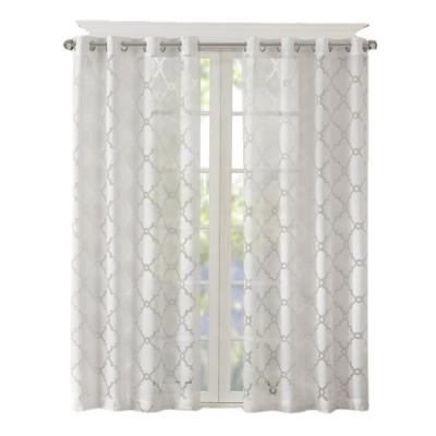 China Simple Modern Diamond Geometry White Sheer Curtain Window Curtains For Living Room zu verkaufen