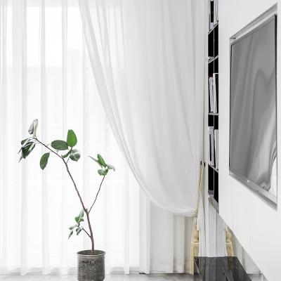 China Hook Silk Plain White Yarn Sheer Pure Curtains Hotel Floating Window Soft Style Te koop