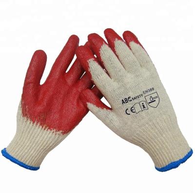 China Smooth 10 Gauge 50 Gram Cheap Natural Cotton With Red Latex Coated Gloves for sale