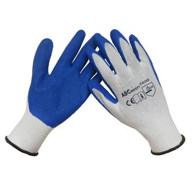 China Ply finish gray nylon knitted latex ply coated blue safety gloves is eldiveni for sale