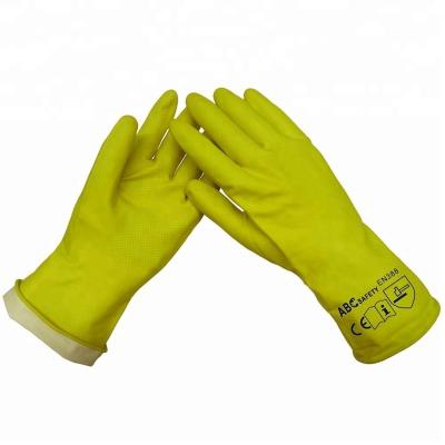 China Water Proof Immersion Flock Yellow Cheap Rubber Long Sleeve Latex Household Gloves For Kitchen Hand Cleaning for sale