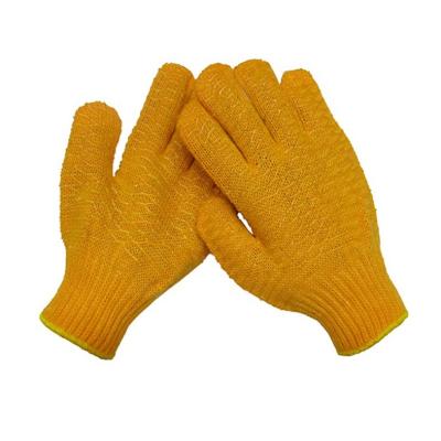 China PVC Dots On Palm And Fingers Orange String Knitted Fishing PVC Hand Working Gloves for sale