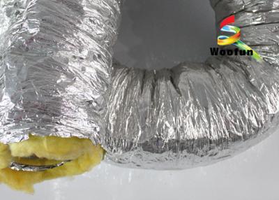 China Aluminum Foil Round Flexible HVAC Duct Insulation Wrap , Silver Heat Resistant Flexible Duct Hose for sale