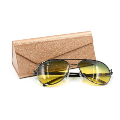 China Glasses Packing Fashion Magnetic Sunglasses Case Custom Triangle Folding Glass Storage Box Case for sale