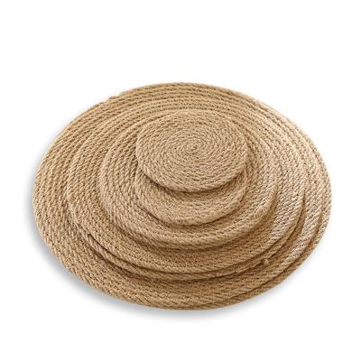 China Viable Canvas Woven Coasters For Home Accessories Custom Straw Pad Table Mats Non-slip Heat Resistant Kitchen Cup Desk Rattan for sale