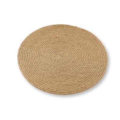 China Viable Canvas Woven Coasters 30cm For Custom Home Accessories Straw Pad Table Mats Non-slip Heat Resistant Kitchen Place Mat Rattan for sale