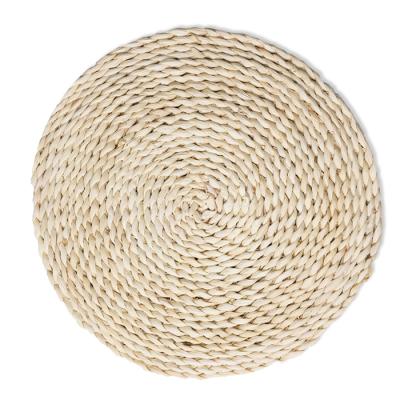 China Sustainable LOW MOQ Corn Fur Handmade Woven Dining Table Mat Heat Insulation Pot Holder Round Coasters Coffee Drink Cup Office Oval Place Mats for sale