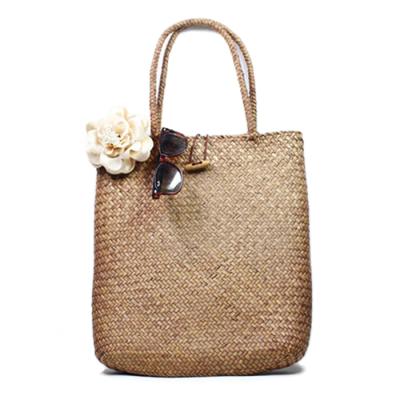 China 100% Eco-Friendly Straw Seagrass Handmade Totes Women Rattan Woven Handmade Knitted Shoulder Bags Women Ladies Handbag Summer Beach for sale