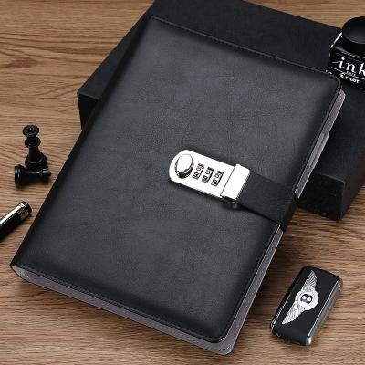 China Hardcover Book Business Password Notebook With Lock Customized Logo A5 College Student Diary Conference Office Simple Loose-leaf Notepad for sale