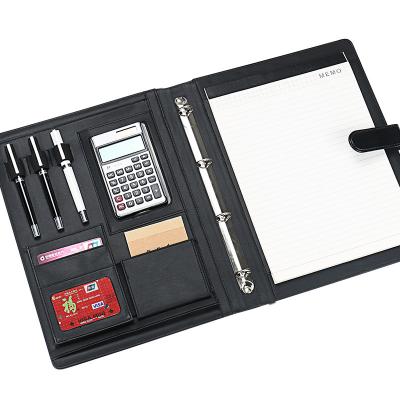 China A4 PU Cover Leather Hard Executive Folder Clipboard Folder Expanding Folder With Calculator Custom Logo for sale