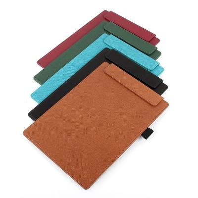 China Durable A4 Size PU Leather Clip Board with Pen Holder Clip Folder Double Magnetic Plate Clamp for sale