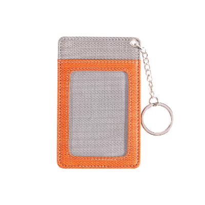 China Eco-friendly Customized PU Business Card Holder Credit Leather Card Case With Metal Key Ring for sale