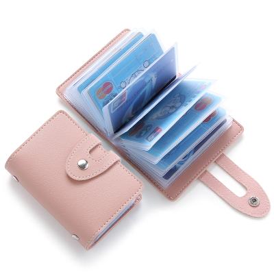 China Beautiful Fashion Women PU Credit Card Holder Leather Wallet With Buckle Custom Business Card Holder for sale