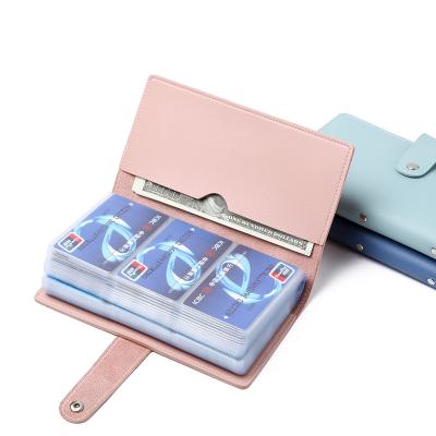 China Custom Fashion PU Candy Color 96 Card Slots Business Credit Card Wallet Logo Briefcase Briefcase Business Card Holder for sale